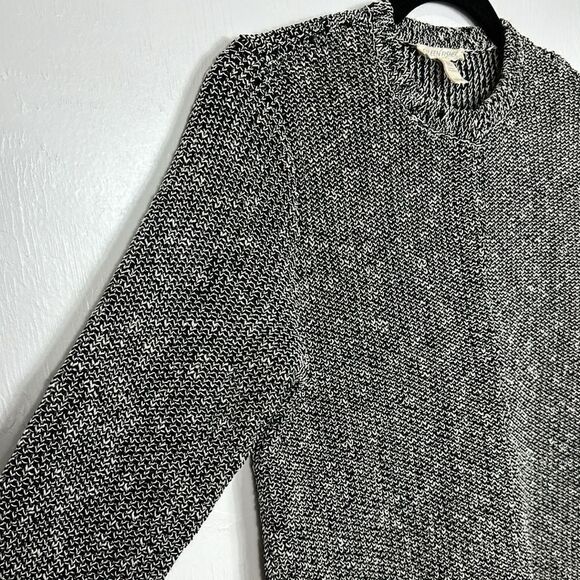 Eileen Fisher Organic Linen Blend Knit Cardigan Jacket Black White Size PS - Picture 2 of 9